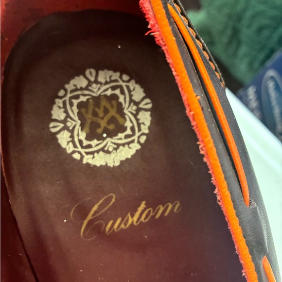 Mezlan Dark Brown Leather Loafers with Orange Trim - Picture 7 of 7